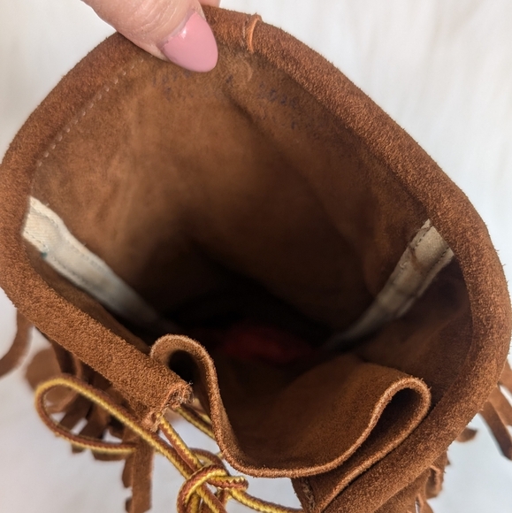 Vintage 70s Brown Suede Leather Lace Up Fringe Boots Size 6 - Picture 11 of 13